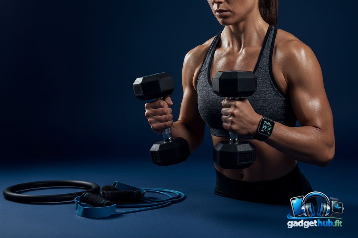 Realistic Women's Fitness Model with Products